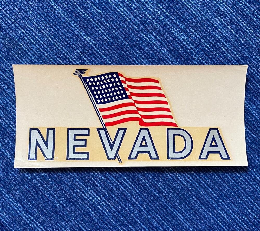 Vintage Union 76 Oil Nevada American Flag Decal Gas Station Travel Souvenir
